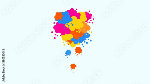 Vibrant colorful paint splatter forming a lightbulb on white background symbolizing creativity and innovation in art and design