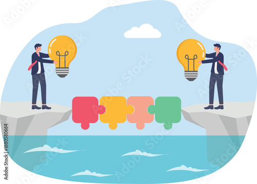 Team Building Bridge with Innovation Puzzle