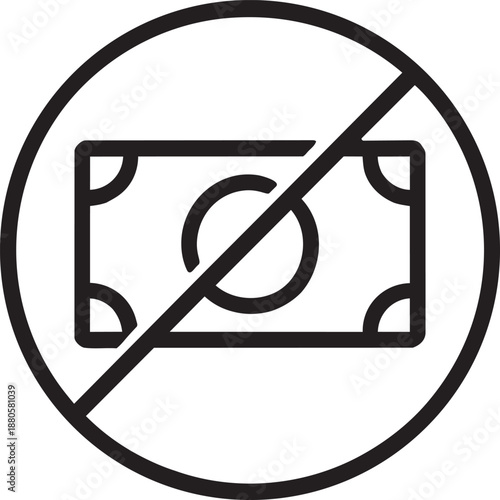 No cash bill crossed out icon