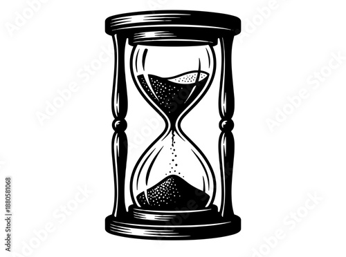Elegant hourglass illustration symbolizing the relentless passage of time and precious moments, an antique concept of measurement