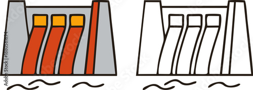 Hydroelectric dam infrastructure for renewable energy generation vector