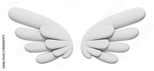 3D Fluffy Angel Wings Illustrating Grace and Lightness