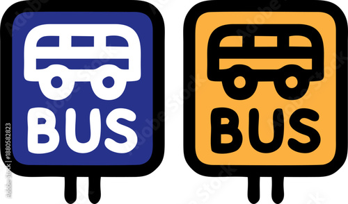 Public transportation bus stop station road sign vector