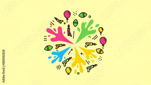 Colorful creative hands with art supplies on yellow background for artistic expression and imagination