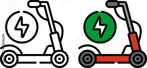 Electric kick scooter with charging energy bolt symbol