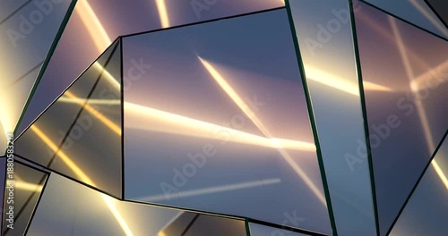 Shiny Metallic Tiles with Reflected Light Beams.