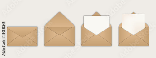 Set of Brown Envelopes and Paper Mail Graphic illustration
