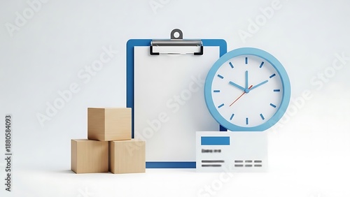 Delivery time management with credit card and clipboard