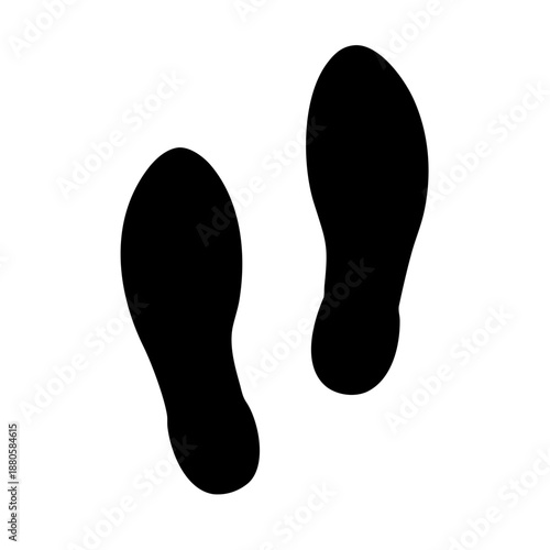 Black Shoe Print Silhouette Vector Icon of a Footprint Sole Isolated on White Background for Investigation and Forensic Design