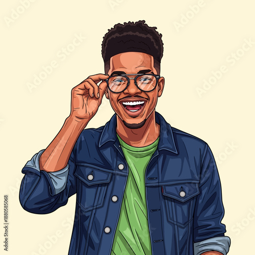 Young Man Wearing Eyeglasses Smiling Portrait.