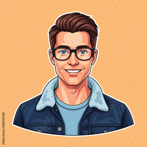 Smiling Man Wearing Glasses and Jacket.