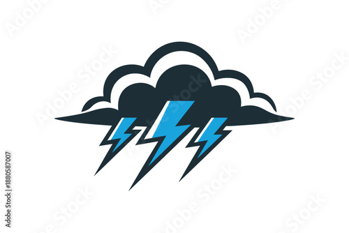 A stylized illustration of a stormy weather icon with lightning bolts
