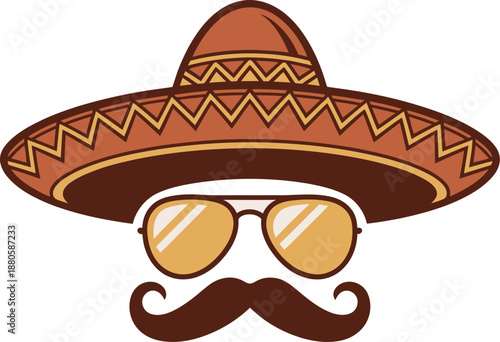 A cartoon character wearing a sombrero and sunglasses with a mustache