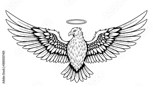 Angel Dove Illustration with Wings Spread isolated PNG with Transparent Background