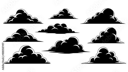 Set of 8 Cloud Icons Vector isolated PNG with Transparent Background