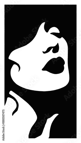 Woman Silhouette with Open Mouth Profile.