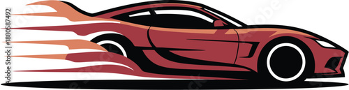 A sleek red sports car speeding along with motion blur effect