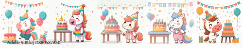 cute horse vector having a birthday