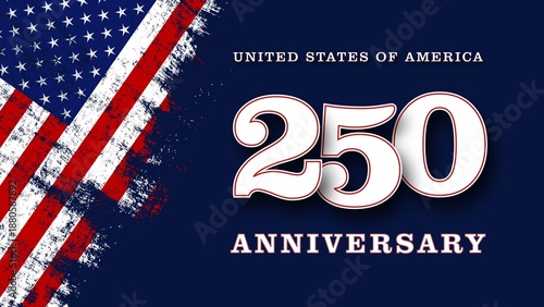Canvas Print United States of America 250 anniversary - banner with american colors design an