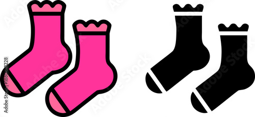 Pair of pink ruffled socks cotton hosiery vector