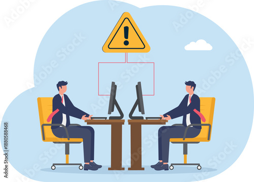 Business Team Coworkers with Warning Status