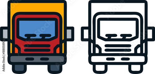 Front view delivery cargo truck logistics vehicle vector