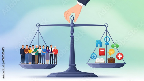 Balancing act between people and healthcare services on a scale