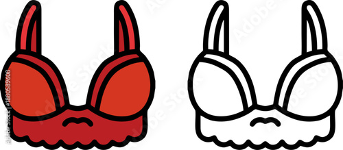 Red lace bra lingerie and women underwear vector