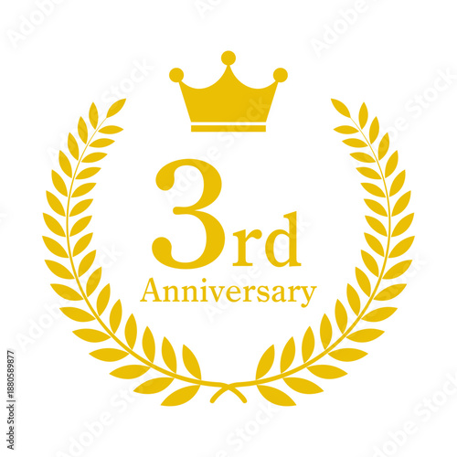 3周年記念 3rd 月桂冠 エンブレム ベクター素材
