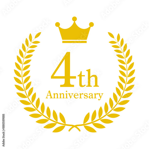 4周年記念 4th 月桂冠 エンブレム ベクター素材
