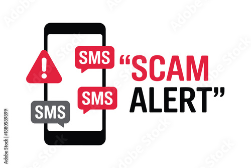 A graphic illustration of a scam alert on a mobile phone screen