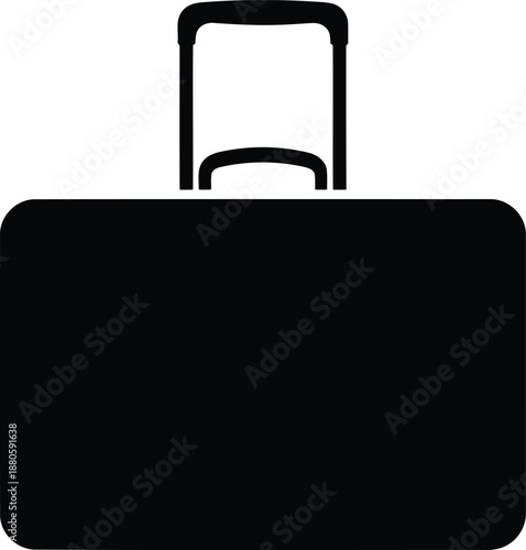 Black silhouette of a rolling suitcase with a telescopic handle