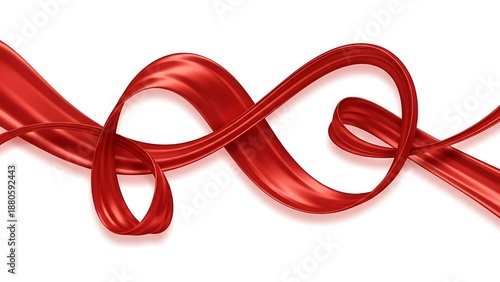 Beautiful red satin ribbon isolated on white background