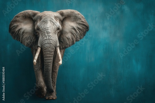 Wallpaper Mural Majestic Elephant Portrait Against Teal Background Torontodigital.ca