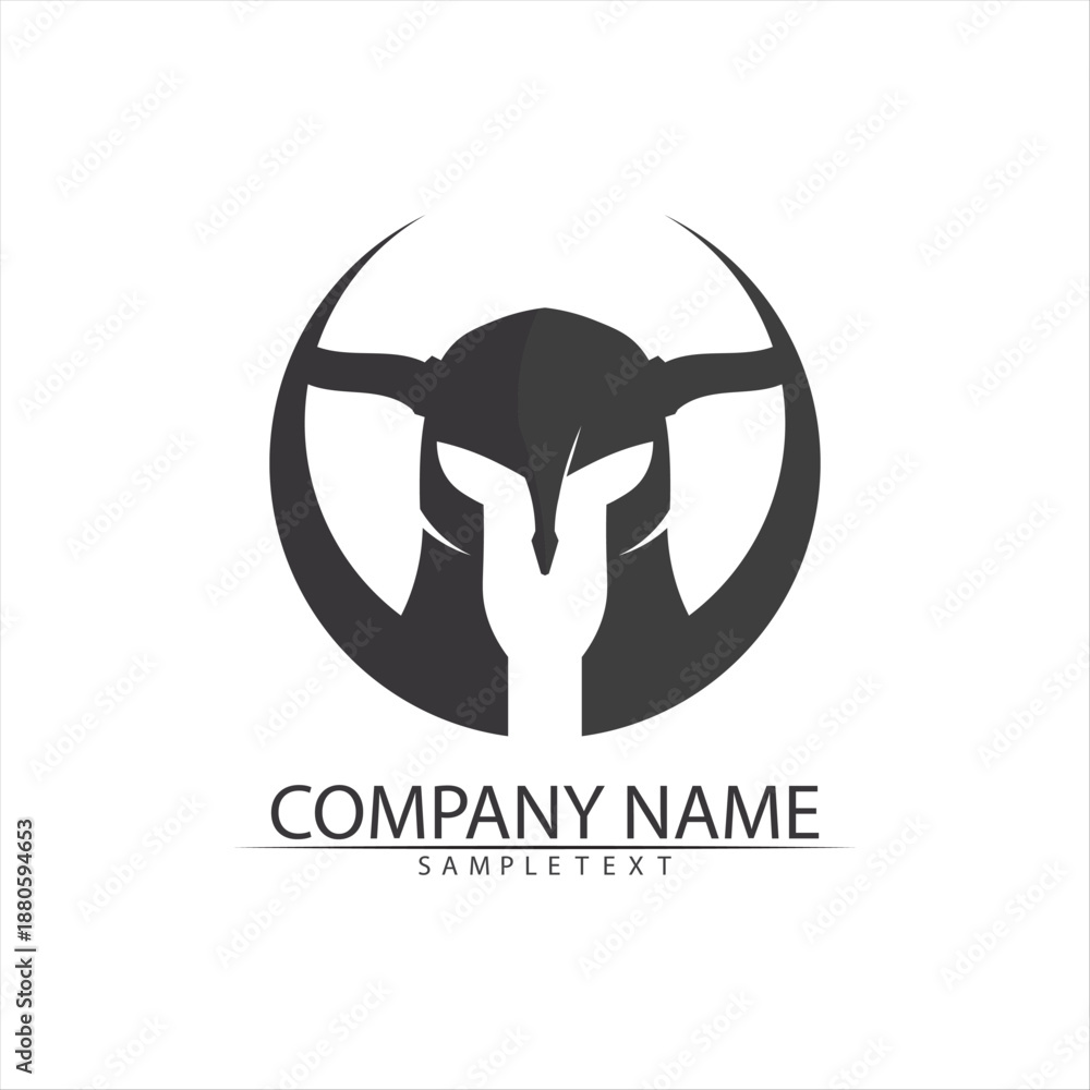 Obraz premium spartan logo and vector design helmet and head