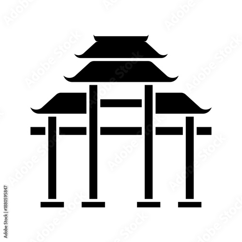 Traditional chinese gate architecture solid glyph icon vector
