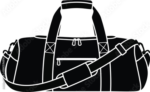 Black duffel bag with shoulder strap and handles luggage