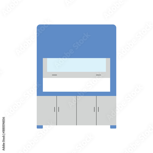 Laboratory fume hood flat vector icon representing safety ventilation equipment in chemistry laboratories.