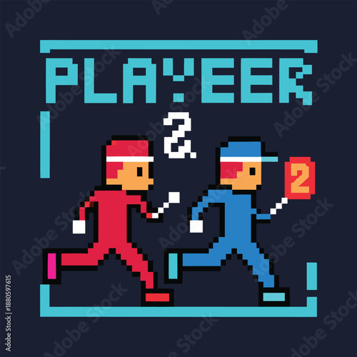 Pixel Art Characters Running in Competition, Gamer Avatars