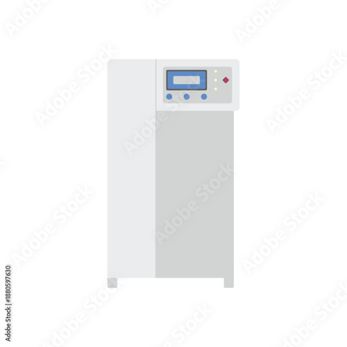 Laboratory water distiller flat vector icon used to produce distilled water for scientific applications.