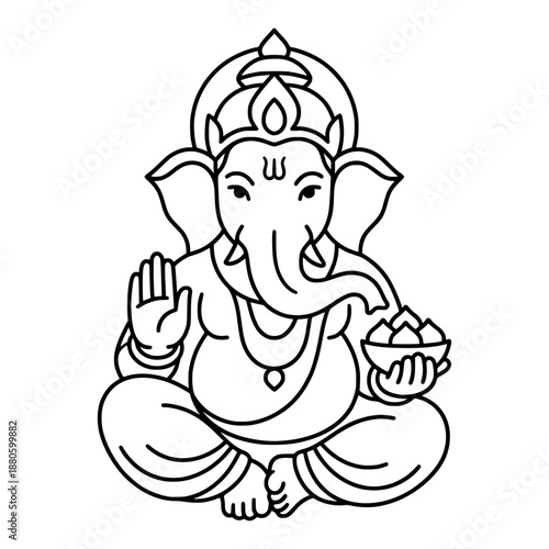 lord ganesha line art drawing, god ganesh picture, god ganesh vector image