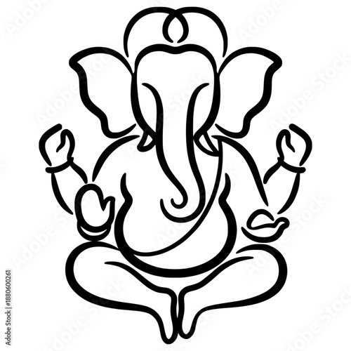 lord ganesha line art drawing, god ganesh picture, god ganesh vector image