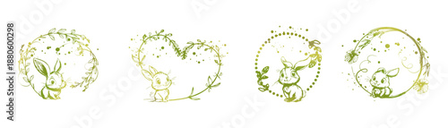 Cute Easter Bunny with Floral Heart Frame Illustration. Lovely Easter bunny illustration with floral heart frame, ideal for spring cards, kids designs and festive decor.