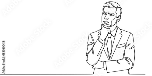 line art of business man thinking vector