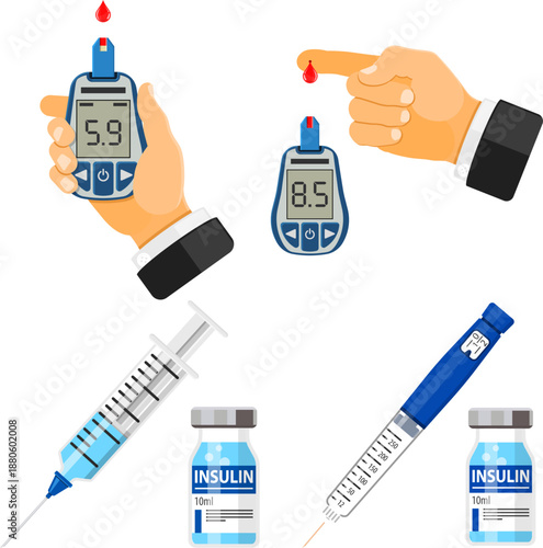 Diabetes Banners with Glucometer Syringe