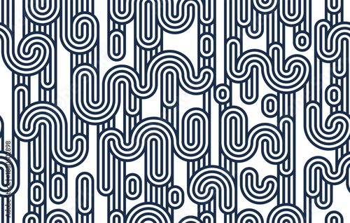 Linear seamless pattern, vector stripy geometric abstract background, tiling art runny dynamic lines, funky endless retro wallpaper.
