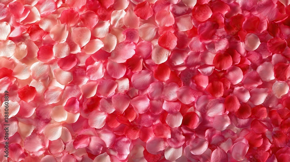 Obraz premium Vibrant pink and red rose petals arranged in organic pattern for valentine's day with delicate texture enhancing romantic charm and festive atmosphere for lovers and special occasions
