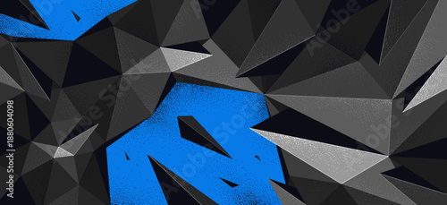 Polygonal dynamic chaos shapes vector abstract background, low poly 3D dimensional wallpaper with broken form in motion and energy.