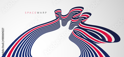3D lines in perspective vector abstract background, bent ribbon look like stripes wallpaper, curvy road, speed highway sport race theme.