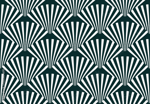 Geometric linear pattern with palm tree shapes seamless background, vector stripe lines dynamic optical illusion of motion tiling pattern, op art wallpaper.